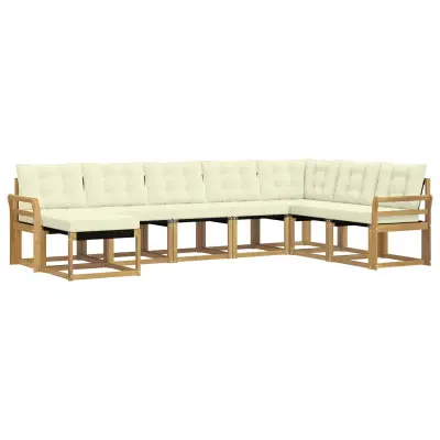 vidaXL Zunanja garnitura za sedenje z blazino 8 pcs Bela in krem