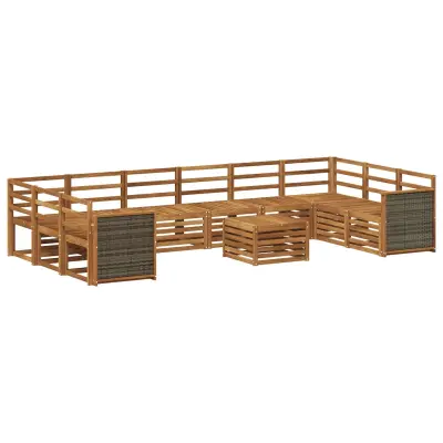 vidaXL Zunanja garnitura za sedenje 8 pcs Naravna Masiven les akacije