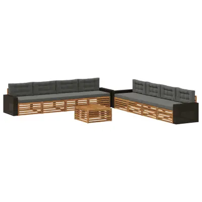 vidaXL Zunanja garnitura za sedenje 9 pcs Naravna in antracitna