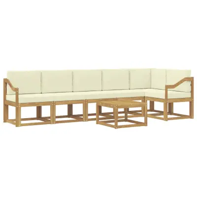 vidaXL Zunanja garnitura za sedenje 7 pcs Bela in krem Poliester