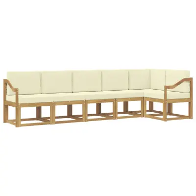vidaXL Zunanja garnitura za sedenje 6 pcs Bela in krem Poliester