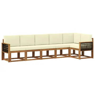 vidaXL Zunanja garnitura za sedenje 6 pcs Naravna in smetana Poliester
