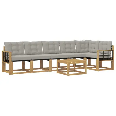 vidaXL Zunanja garnitura za sedenje 7 pcs Bela in svetlo siva