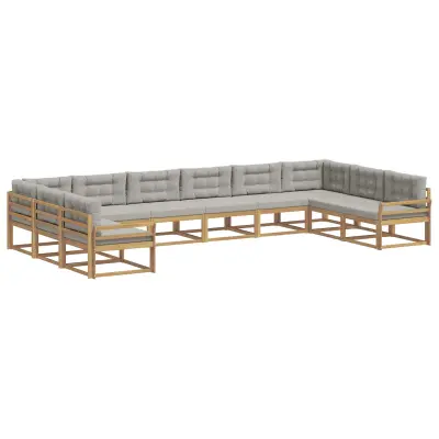 vidaXL Zunanja garnitura za sedenje 10 pcs Bela in svetlo siva