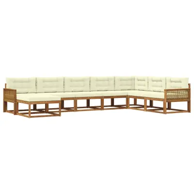 vidaXL Zunanja garnitura za sedenje z blazino 8 pcs Naravna in smetana