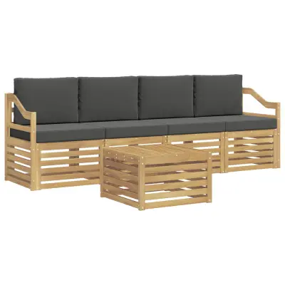 vidaXL Zunanja garnitura za sedenje 5 pcs Bela in antracit Poliester