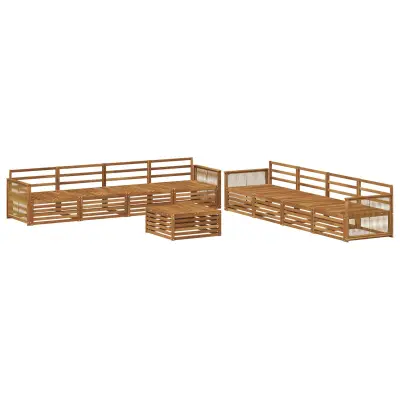 vidaXL Zunanja garnitura za sedenje 9 pcs Naravna Masiven les akacije