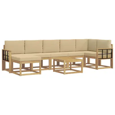 vidaXL Zunanja garnitura za sedenje 8 pcs Bela in bež Poliester