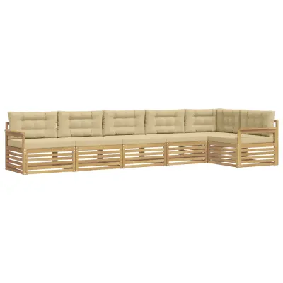 vidaXL Zunanja garnitura za sedenje 6 pcs Bela in bež Poliester