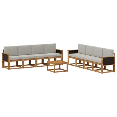 vidaXL Zunanja garnitura za sedenje 7 pcs Naravna in svetlo siva