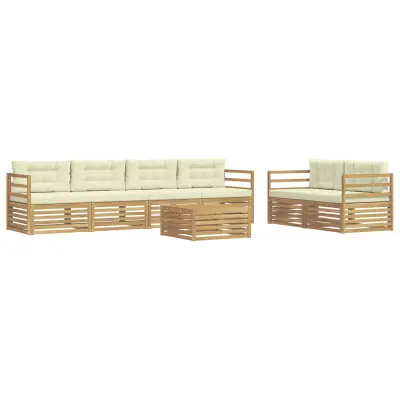 vidaXL Zunanja garnitura za sedenje 7 pcs Bela in krem Poliester