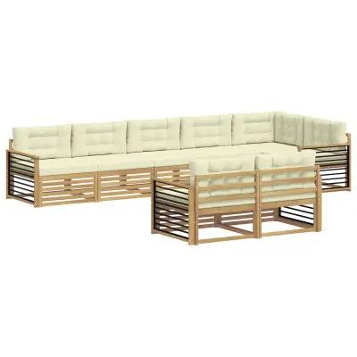 vidaXL Zunanja garnitura za sedenje 8 pcs Bela in krem Poliester