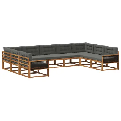 vidaXL Zunanja garnitura za sedenje 9 pcs Naravna in antracitna
