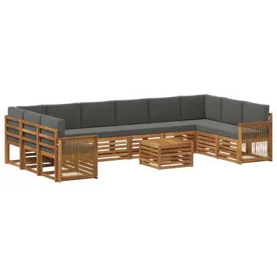 vidaXL Zunanja garnitura za sedenje 8 pcs Naravna in antracitna