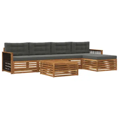 vidaXL Zunanja garnitura za sedenje 6 pcs Naravna in antracitna