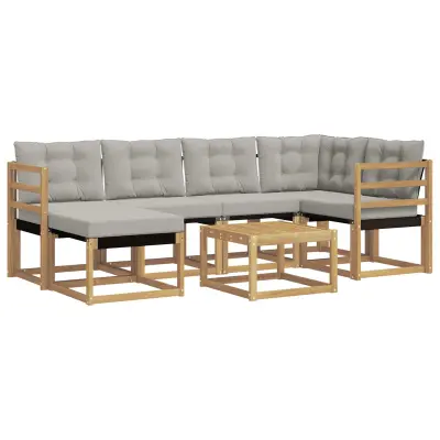 vidaXL Zunanja garnitura za sedenje 7 pcs Bela in svetlo siva
