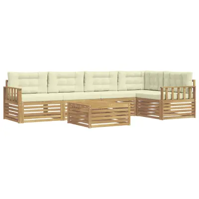 vidaXL Zunanja garnitura za sedenje 6 pcs Bela in krem Poliester