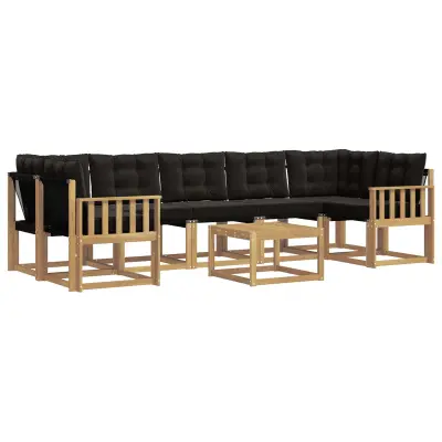 vidaXL Zunanja garnitura za sedenje z blazino 8 pcs Bela in črna