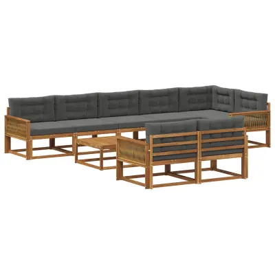 vidaXL Zunanja garnitura za sedenje 9 pcs Naravna in antracitna