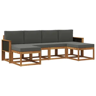 vidaXL Zunanja garnitura za sedenje 6 pcs Naravna in antracitna