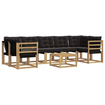 vidaXL Zunanja garnitura za sedenje z blazino 8 pcs Bela in črna