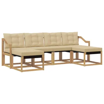 vidaXL Zunanja garnitura za sedenje z blazino 6 pcs Bela in bež