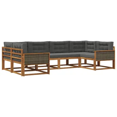 vidaXL Zunanja garnitura za sedenje 6 pcs Naravna in antracitna