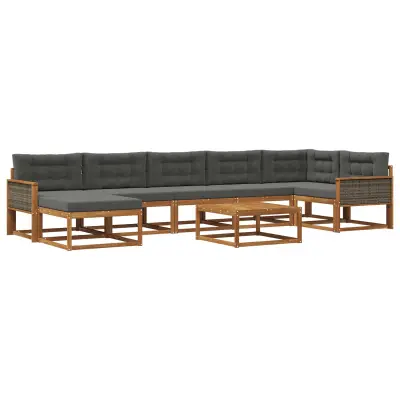 vidaXL Zunanja garnitura za sedenje 8 pcs Naravna in antracitna