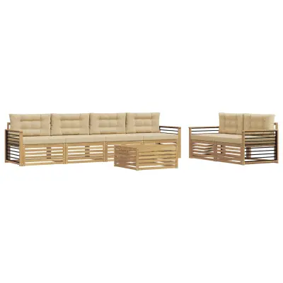 vidaXL Zunanja garnitura za sedenje 7 pcs Bela in bež Poliester