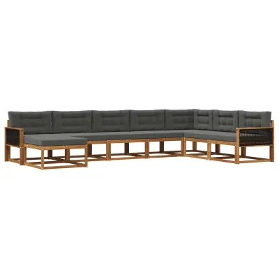 vidaXL Zunanja garnitura za sedenje 8 pcs Naravna in antracitna