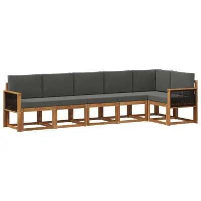 vidaXL Zunanja garnitura za sedenje 6 pcs Naravna in antracitna