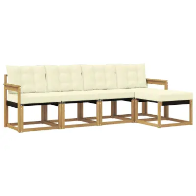 vidaXL Zunanja garnitura za sedenje z blazino 5 pcs Bela in krem