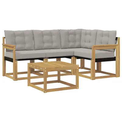 vidaXL Zunanja garnitura za sedenje 5 pcs Bela in svetlo siva