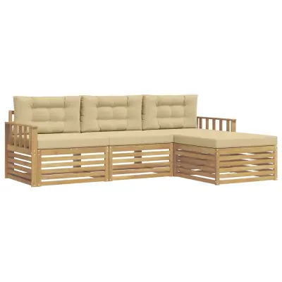 vidaXL Zunanja garnitura za sedenje 4 pcs Bela in bež Poliester