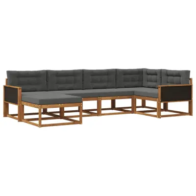 vidaXL Zunanja garnitura za sedenje 6 pcs Naravna in antracitna