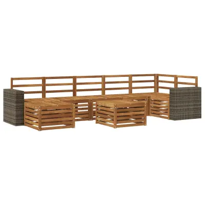 vidaXL Zunanja garnitura za sedenje 8 pcs Naravna Masiven les akacije