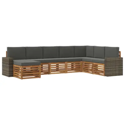 vidaXL Zunanja garnitura za sedenje 8 pcs Naravna in antracitna