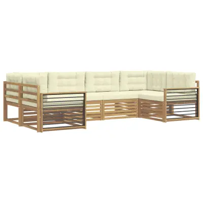 vidaXL Zunanja garnitura za sedenje z blazino 6 pcs Bela in krem
