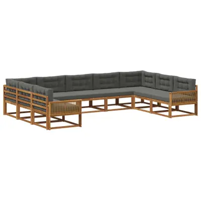 vidaXL Zunanja garnitura za sedenje 9 pcs Naravna in antracitna
