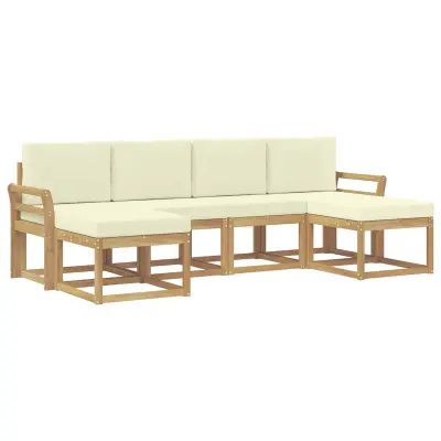 vidaXL Zunanja garnitura za sedenje 6 pcs Bela in krem Poliester