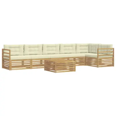 vidaXL Zunanja garnitura za sedenje 7 pcs Bela in krem Poliester