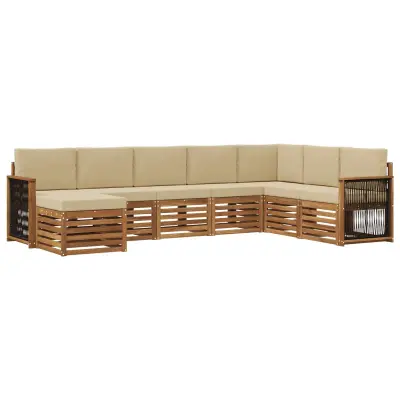vidaXL Zunanja garnitura za sedenje z blazino 6 pcs Naravna