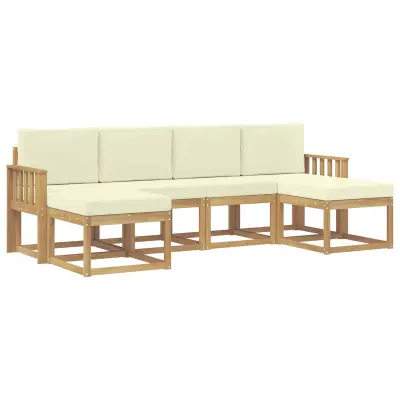 vidaXL Zunanja garnitura za sedenje 6 pcs Bela in krem Poliester