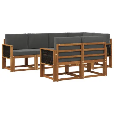 vidaXL Zunanja garnitura za sedenje 7 pcs Naravna in antracitna