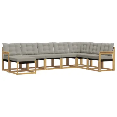 vidaXL Zunanja garnitura za sedenje 8 pcs Bela in svetlo siva