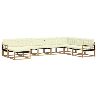 vidaXL Zunanja garnitura za sedenje z blazino 8 pcs Bela in krem