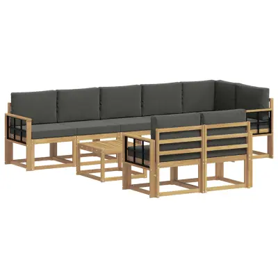 vidaXL Zunanja garnitura za sedenje 9 pcs Bela in antracit Poliester