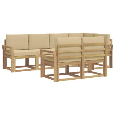 vidaXL Zunanja garnitura za sedenje 7 pcs Bela in bež Poliester
