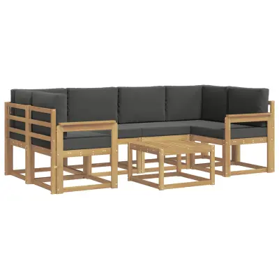 vidaXL Zunanja garnitura za sedenje z blazino 7 pcs Bela in antracit