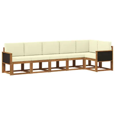 vidaXL Zunanja garnitura za sedenje 6 pcs Naravna in smetana Poliester